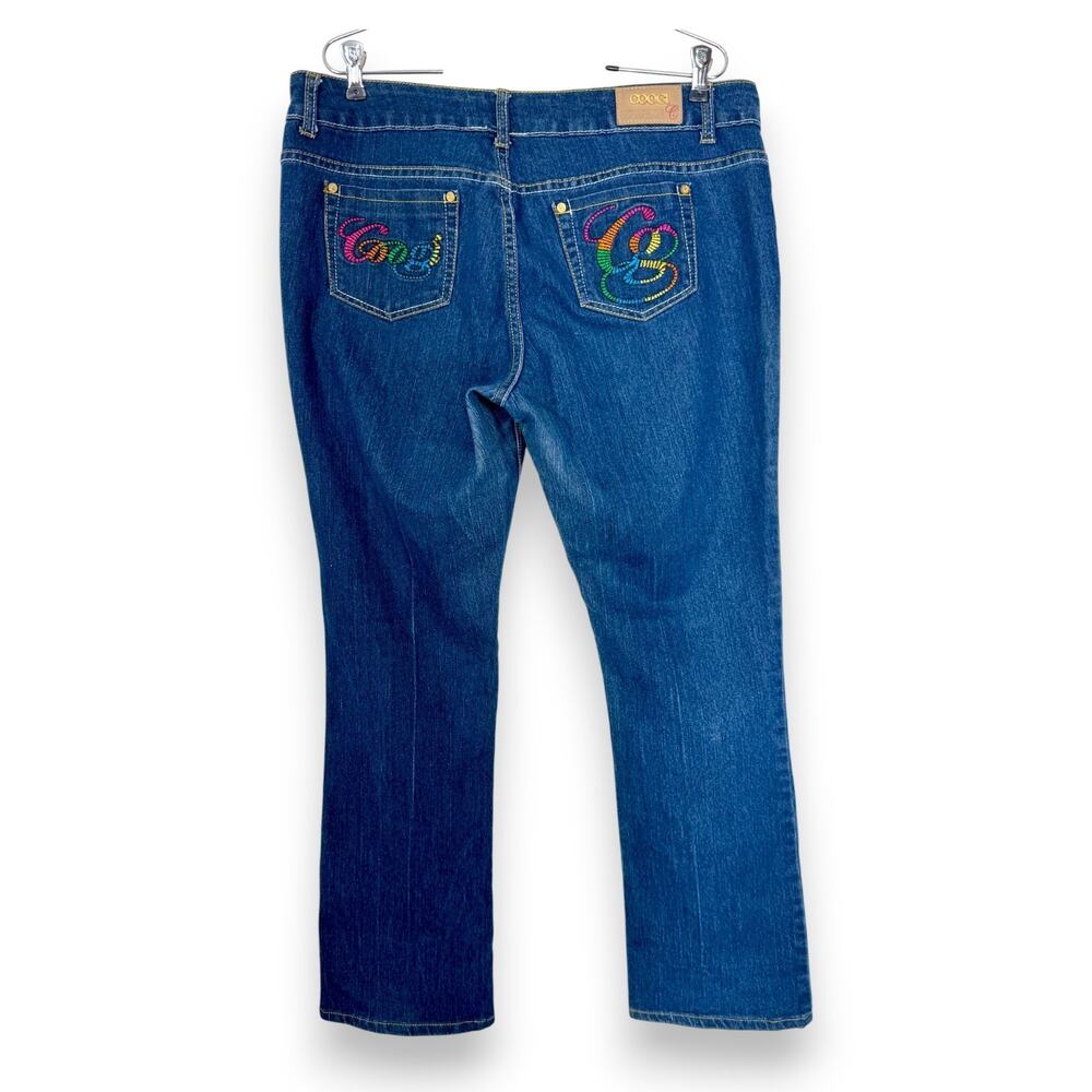 Vintage Y2K COOGI Embroidered Rainbow Logo Jeans 16W Bootcut Streetwear